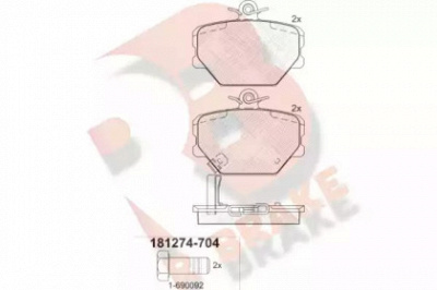 R BRAKE rb1274704 -  Комплект тормозных колодок, дисковый тормоз